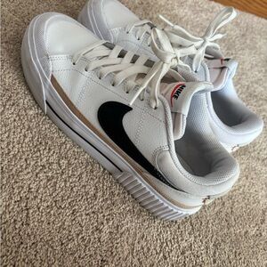 Nike White and Black Court Sneakers